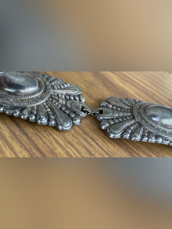 ESCADA Women’s Gun Metal Vintage Ornate Concho Belt Made in Spain HEAVY!! main image 8